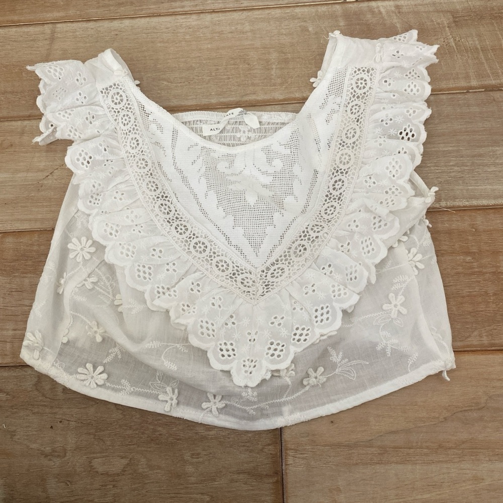 Altar'd State White Floral Lace Blouse